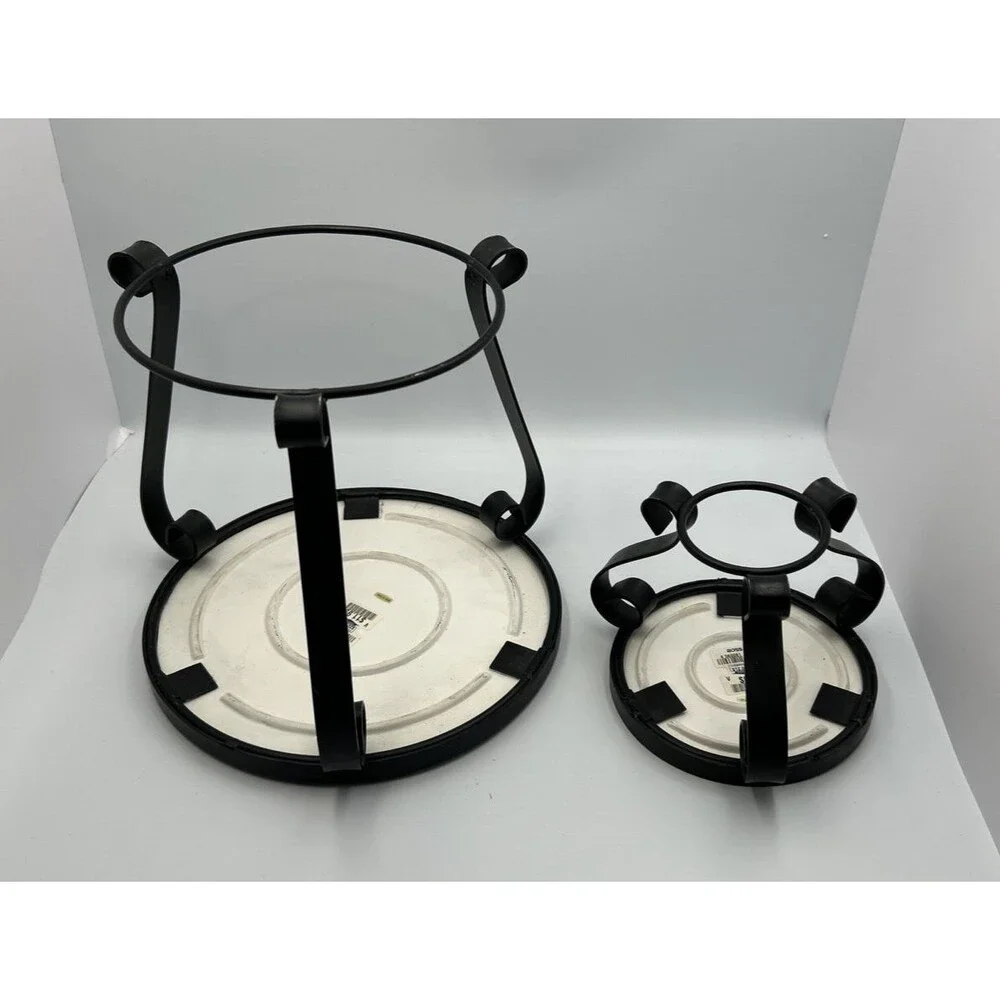 Ceramic Tile Trivet Plant Stands Set of 2 Vegetable Black Metal Farmhouse Decor